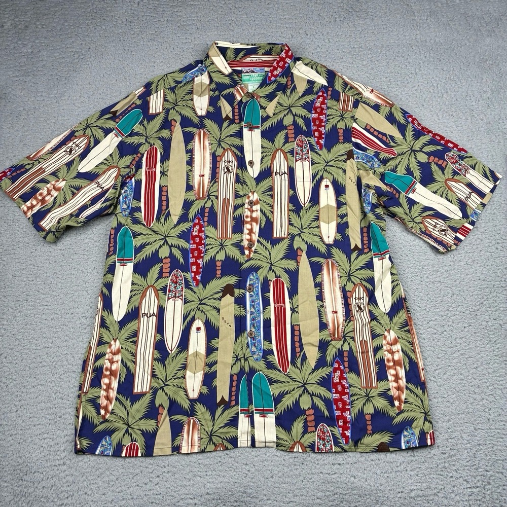 Reyn Spooner Traditionals Hawaiian Shirt Men's Large Surfboard Aloha Rayon